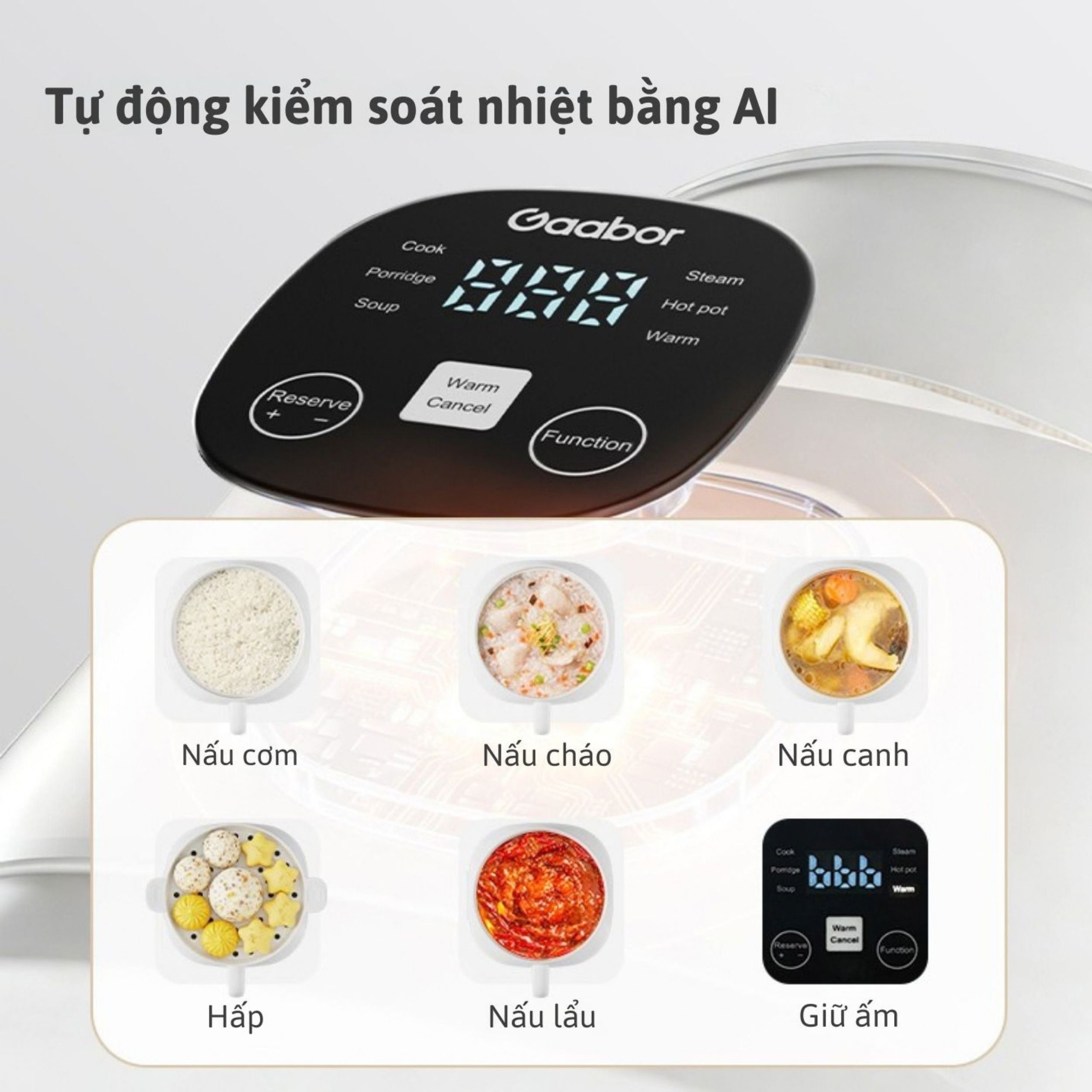 Nồi lẩu điện đa năng Gaabor EC-30T01A 3 lít Màu Trắng