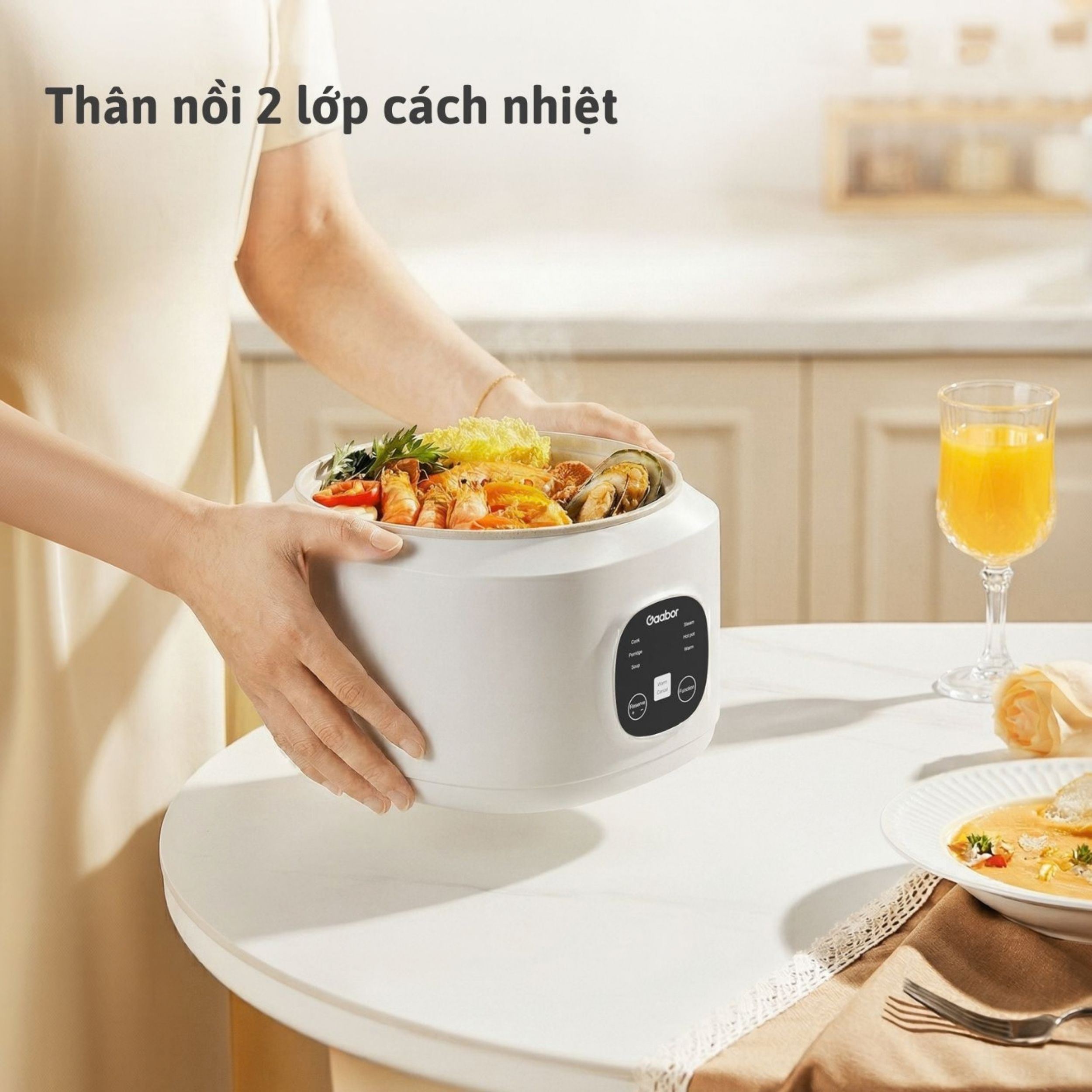 Nồi lẩu điện đa năng Gaabor EC-30T01A 3 lít Màu Trắng