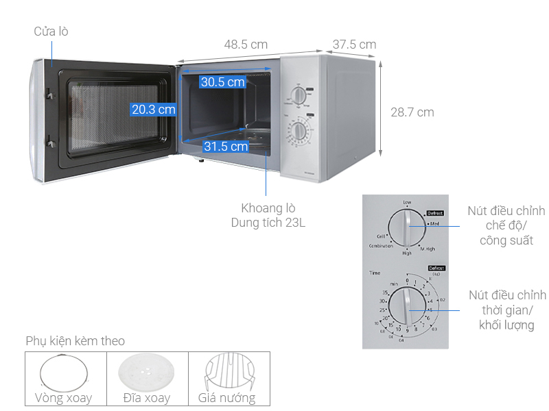 Lò vi sóng có nướng Panasonic NN-GM34JMYUE 23 lít