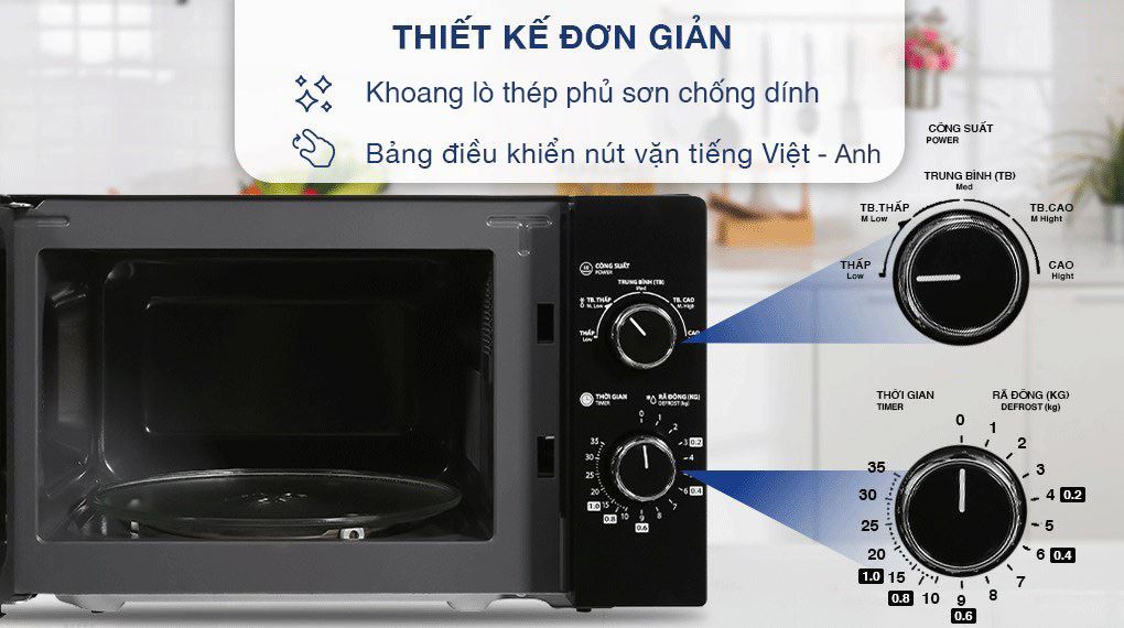 Thiết kế - Lò vi sóng Toshiba MWP-MM20P(BK) 20 lít