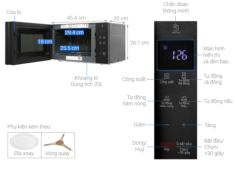 Lò vi sóng LG MS2032GAS 20 lít
