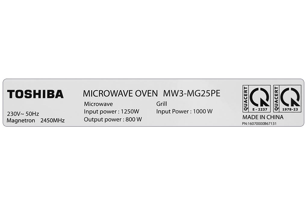 Lò vi sóng có nướng Toshiba MW3-MG25PE(BK) 25 lít Màu Đen