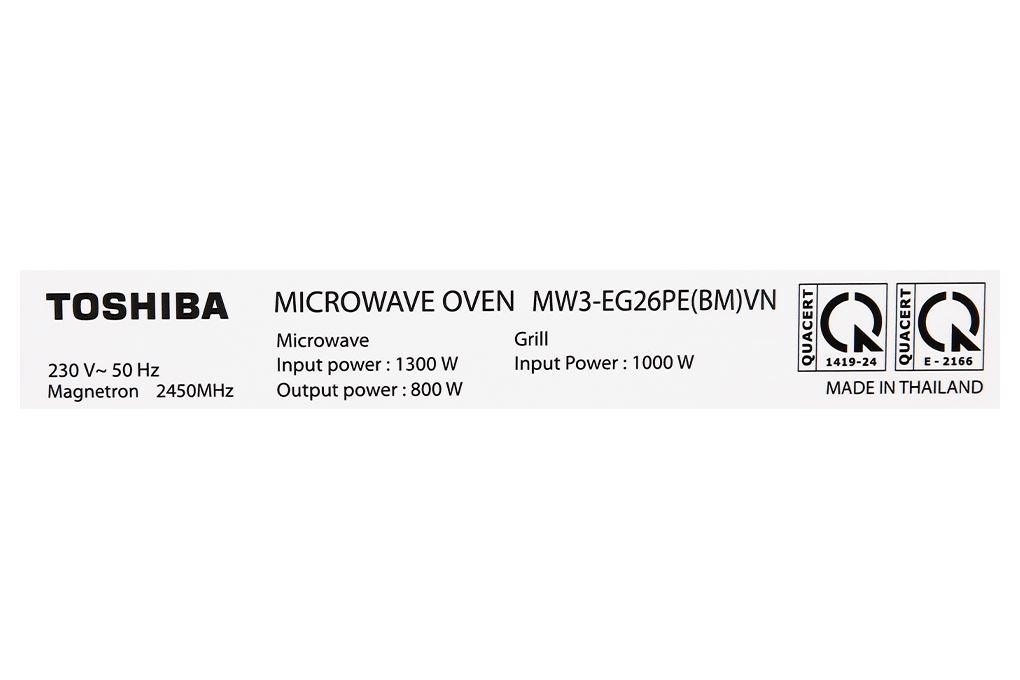 Lò vi sóng có nướng Toshiba MW3-EG26PE(BM)VN 26 lít Màu Đen