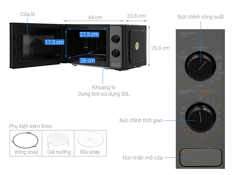 Lò vi sóng có nướng Toshiba MM2-MG20PE(BM)VN 20 lít