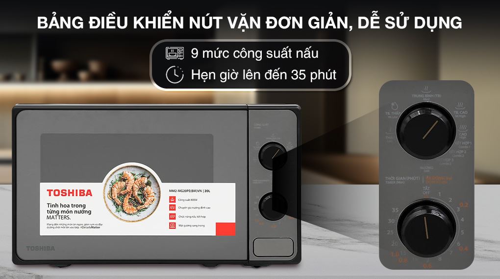 Lò vi sóng có nướng Toshiba MM2-MG20PE(BM)VN 20 lít - Bảng điều khiển