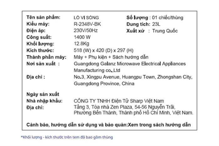 Lò vi sóng Sharp R-2348V-BK 23 lít Màu Đen