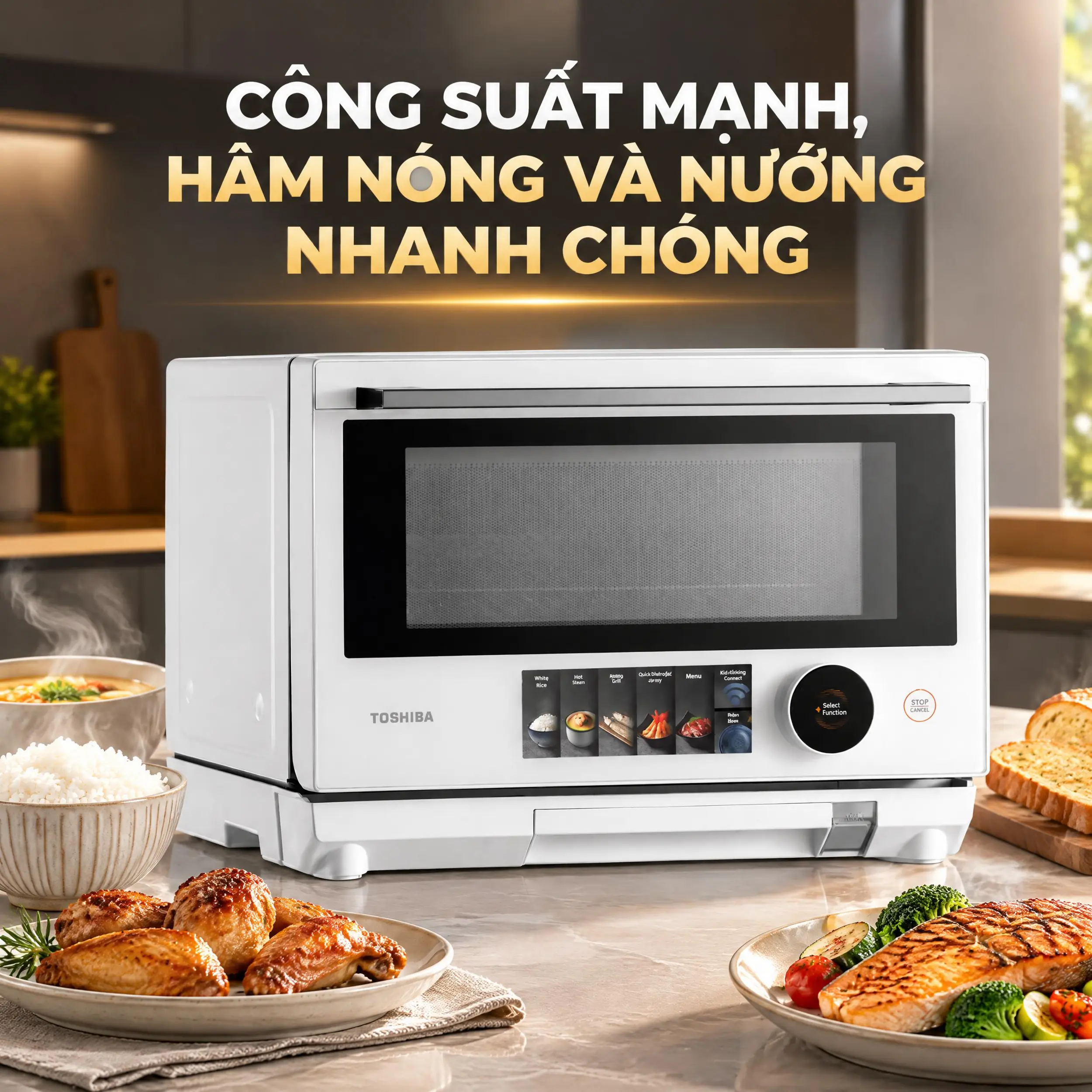 Lò vi sóng có hấp nướng Toshiba MX2-STR25SC(WH) 25 lít Màu Trắng