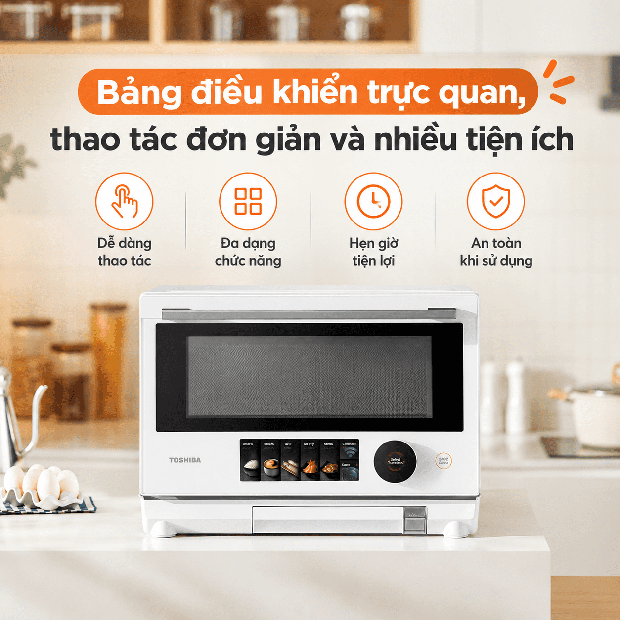 Lò vi sóng có hấp nướng Toshiba MX2-STR25SC(WH) 25 lít Màu Trắng