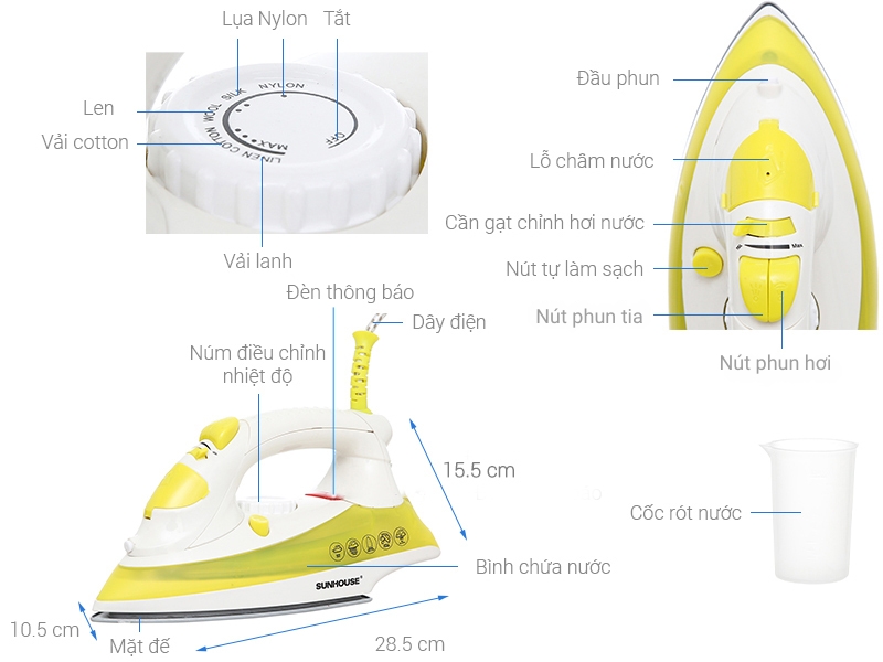 Bàn ủi hơi nước Sunhouse SHD2067 1800W