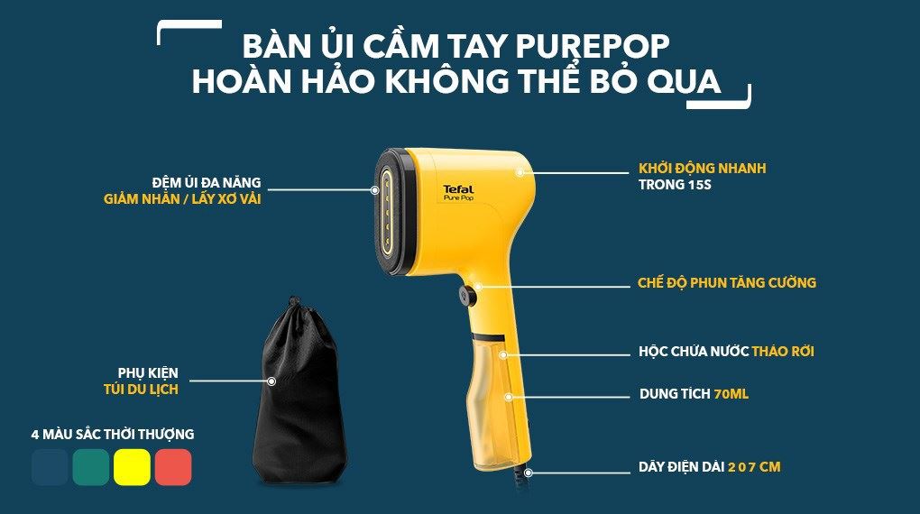 Bàn ủi hơi nước cầm tay Tefal DT2026E1 1300W - Nổi bật Bàn ủi hơi nước cầm tay Tefal DT2026E1 1300W - Nổi bật