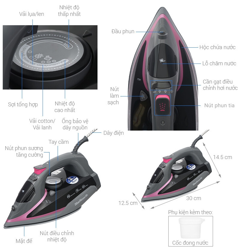 Bàn ủi hơi nước BlueStone SIB-3835 2720W