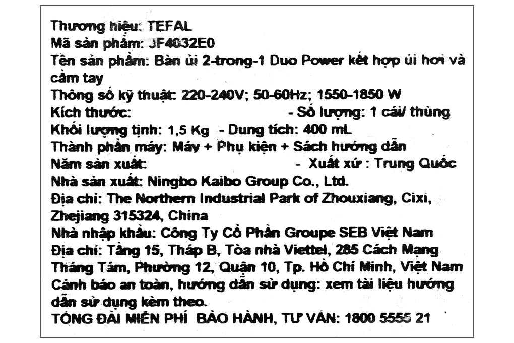 Bàn ủi hơi nước đa năng Tefal 2 trong 1 Duo Power JF4032E0 1850W Màu Xanh