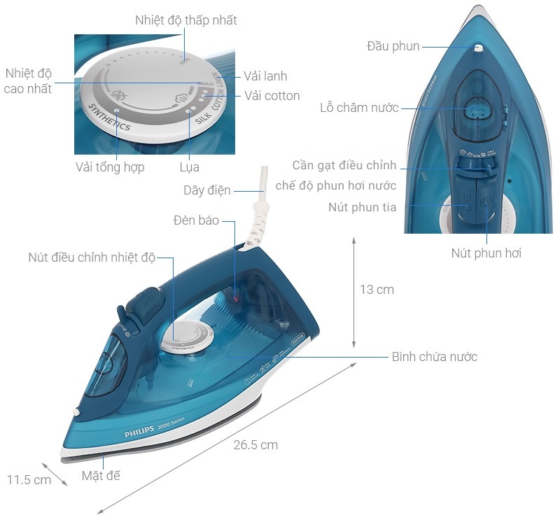 Bàn ủi hơi nước Philips DST2030/90 2000W