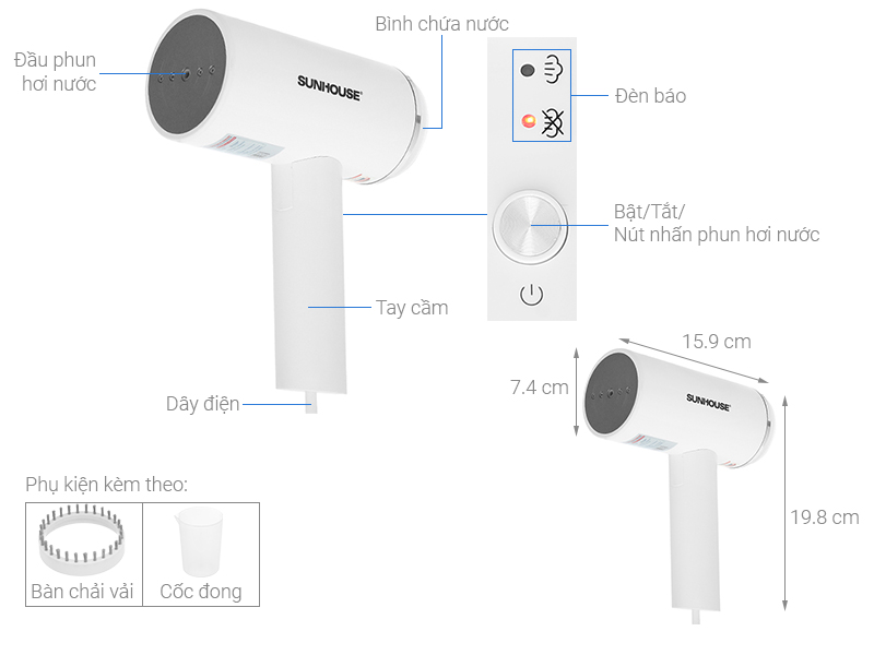 Bàn ủi hơi nước cầm tay Sunhouse SHD2176 1000W