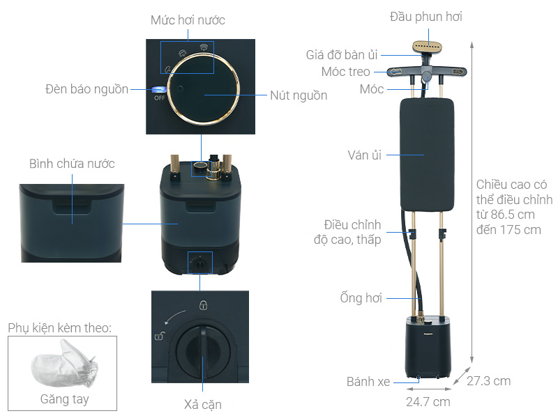 Bàn ủi hơi nước đứng Panasonic NI-GWG090GRA 2400W