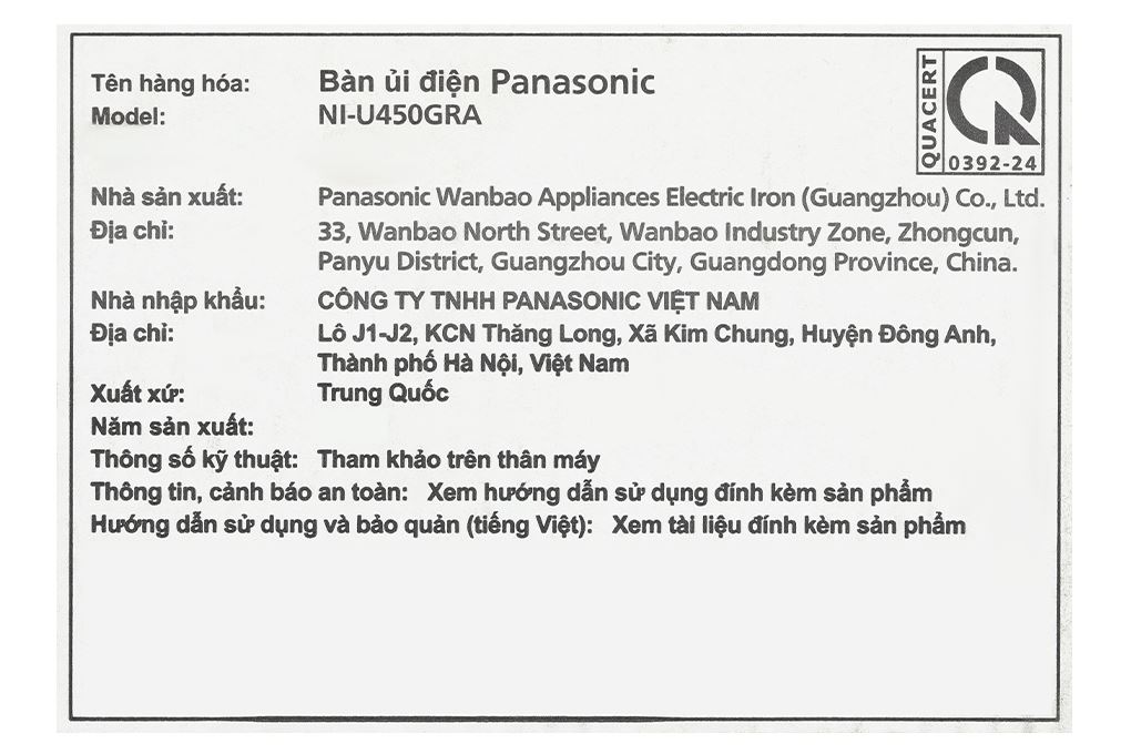Bàn ủi hơi nước Panasonic NI-U450GRA 2400W Màu Xanh lá đậm