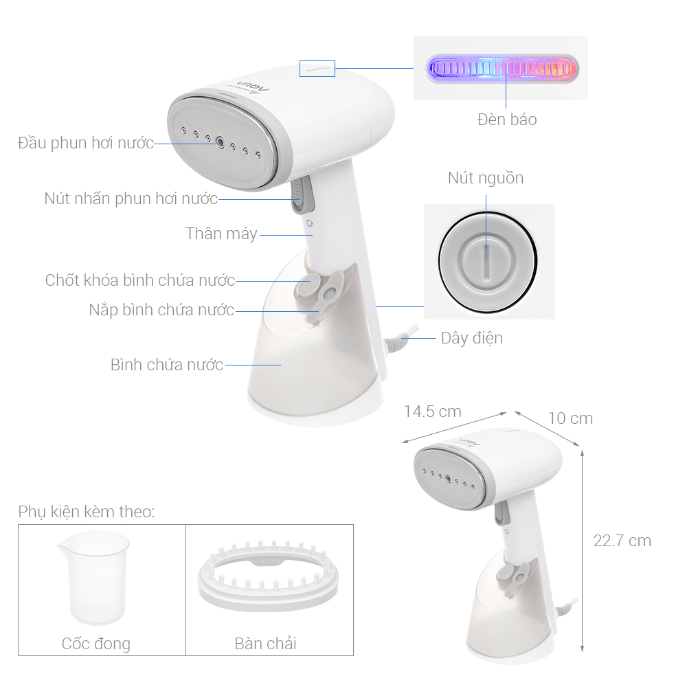 Bàn ủi hơi nước cầm tay AQUA AQS-SH2502R(W)-VN 1200W