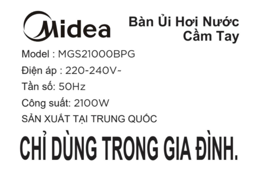 Bàn ủi hơi nước cầm tay Midea MGS21000BPG 2100W Màu Xanh ngọc