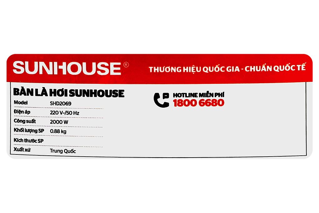 Bàn ủi hơi nước Sunhouse SHD2069 2000W Màu Xám