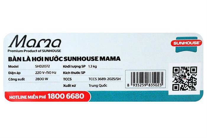 Bàn ủi hơi nước Sunhouse Mama SHD2072 2800W Màu Xám