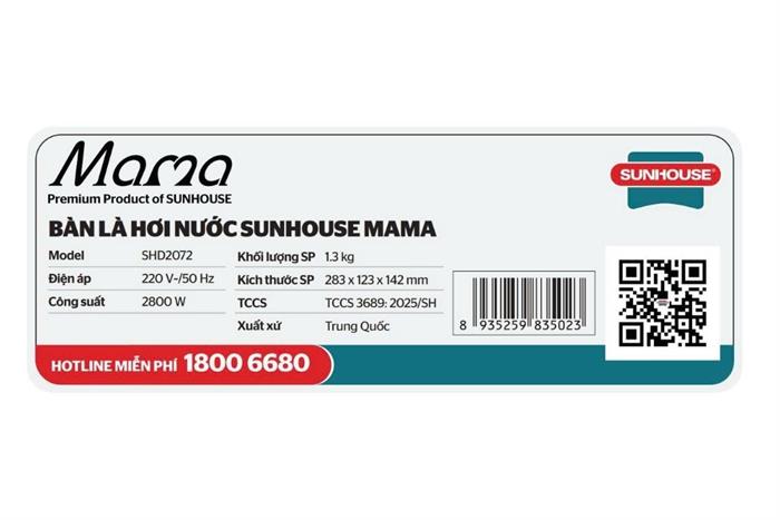 Bàn ủi hơi nước Sunhouse Mama SHD2072 2800W Màu Xám