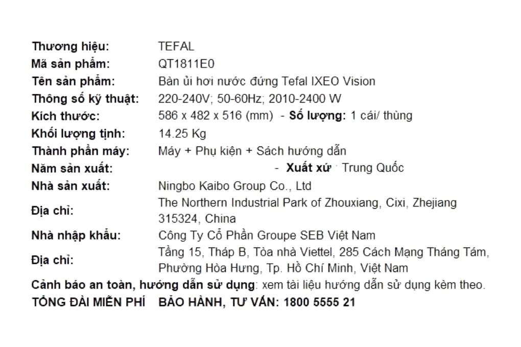 Bàn ủi hơi nước đứng Tefal QT1811E0 2400W - 22
