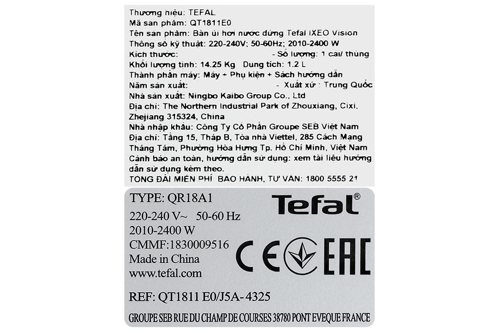 Bàn ủi hơi nước đứng Tefal QT1811E0 2400W - 21