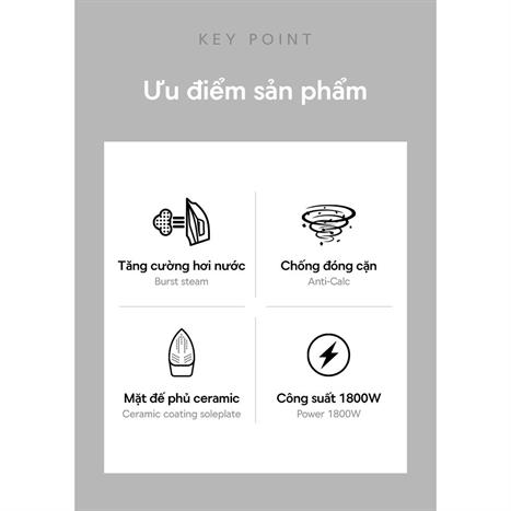 Bàn ủi hơi nước Lock&Lock ENI334BLK 1800W Màu Đen