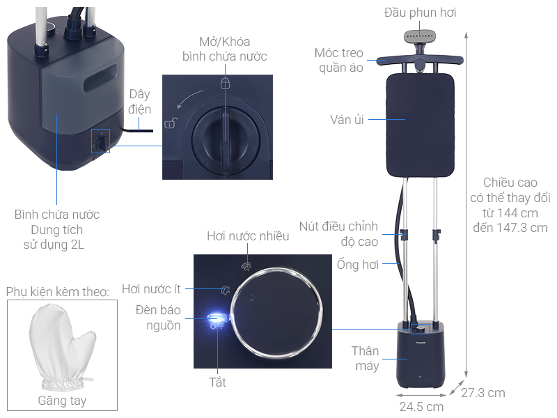 Bàn ủi hơi nước đứng Panasonic NI-GWG085ARA 2140W