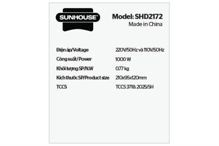 Bàn ủi hơi nước Sunhouse SHD2172 1000W Màu Nâu