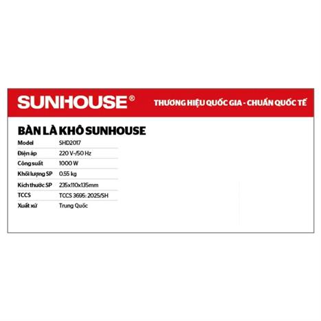 Bàn ủi khô Sunhouse SHD2017 1000W Màu Trắng