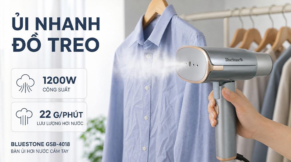 Bàn ủi hơi nước cầm tay Bluestone GSB-4018 1200W Màu Xám