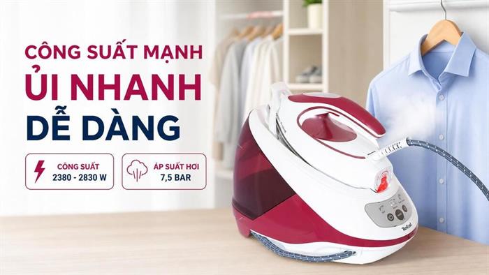Bàn ủi hơi nước Tefal SV9201E0 2830W Màu Trắng - Tím