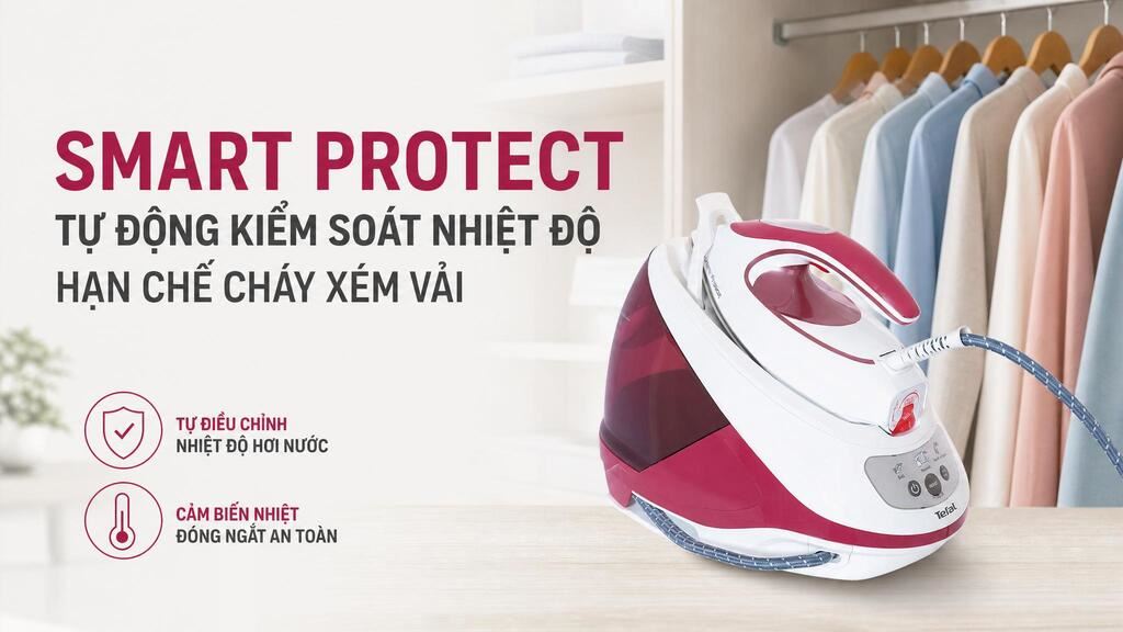 Bàn ủi hơi nước Tefal SV9201E0 2830W Màu Trắng - Tím