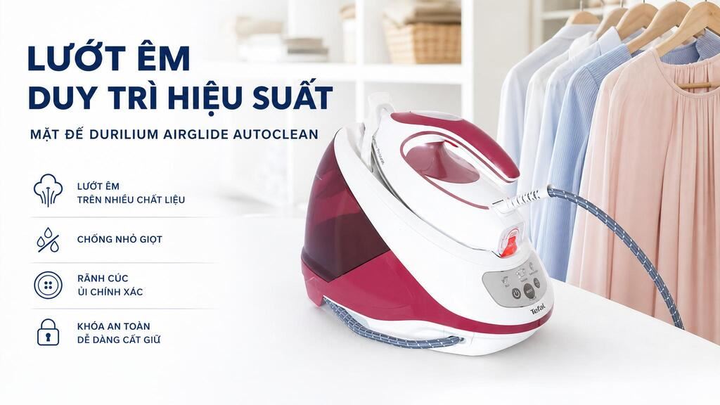 Bàn ủi hơi nước Tefal SV9201E0 2830W Màu Trắng - Tím