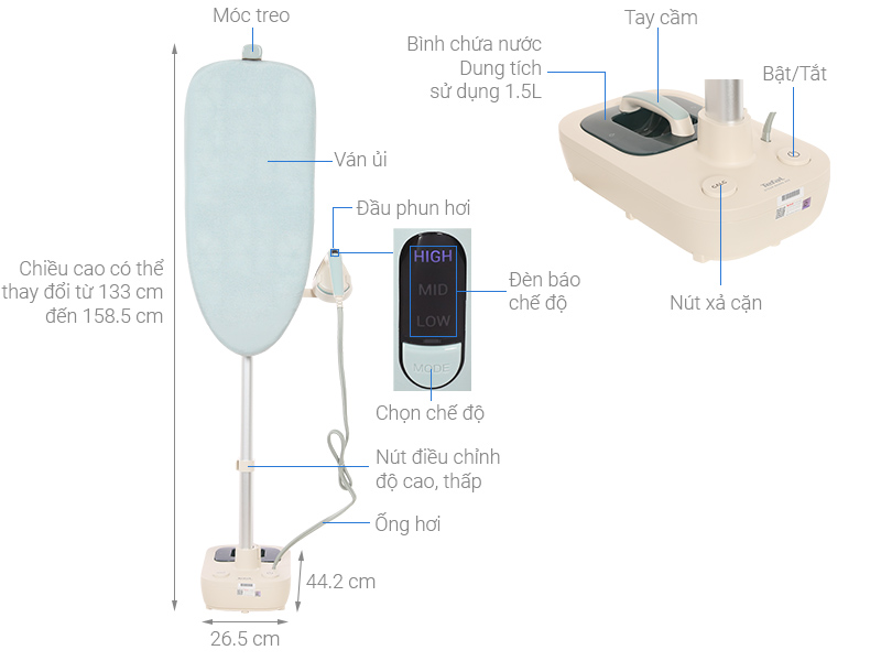 Bàn ủi hơi nước đứng Tefal IXEO Steam Board QT1214E0 1960W
