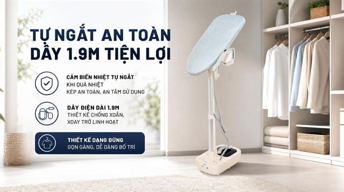 Bàn ủi hơi nước đứng Tefal IXEO Steam Board QT1214E0 1960W Màu Trắng