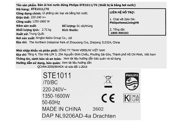 Bàn ủi hơi nước đứng Philips STE1011/70 1600W Màu Xanh mint
