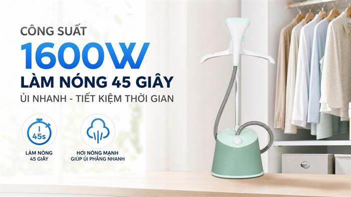 Bàn ủi hơi nước đứng Philips STE1011/70 1600W Màu Xanh mint