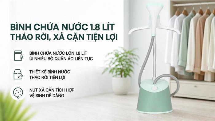 Bàn ủi hơi nước đứng Philips STE1011/70 1600W Màu Xanh mint