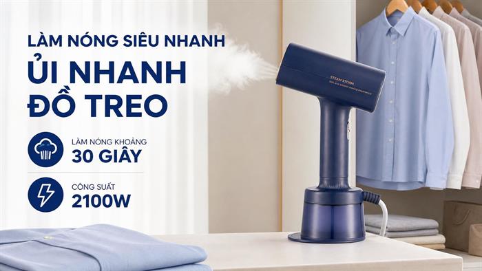 Bàn ủi hơi nước cầm tay Midea MGS21100BPBE 2100W Màu Xanh Dương