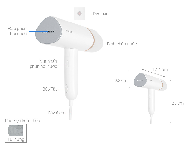 Bàn ủi hơi nước cầm tay Philips STH3020/10 1090W