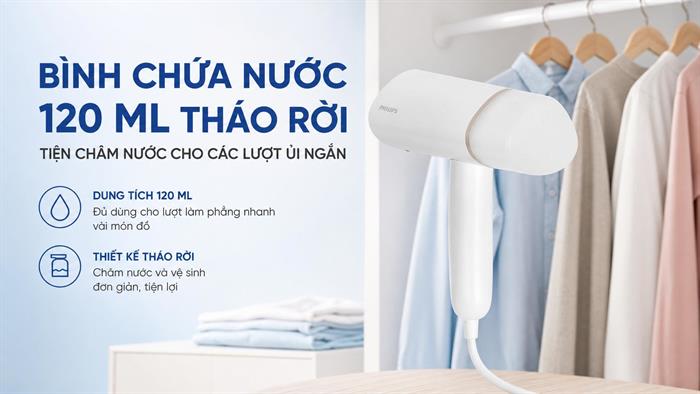 Bàn ủi hơi nước cầm tay Philips STH3020/10 1090W Màu Trắng