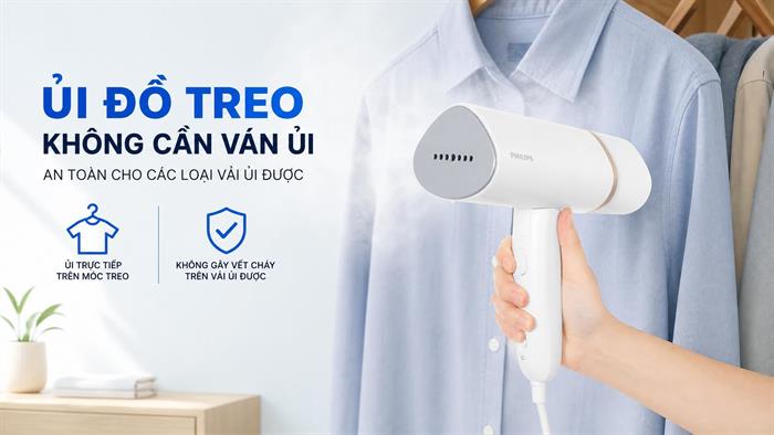 Bàn ủi hơi nước cầm tay Philips STH3020/10 1090W Màu Trắng