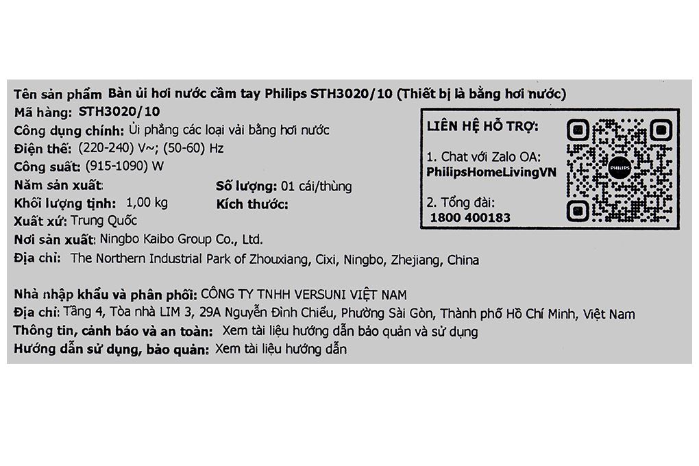 Bàn ủi hơi nước cầm tay Philips STH3020/10 1090W Màu Trắng