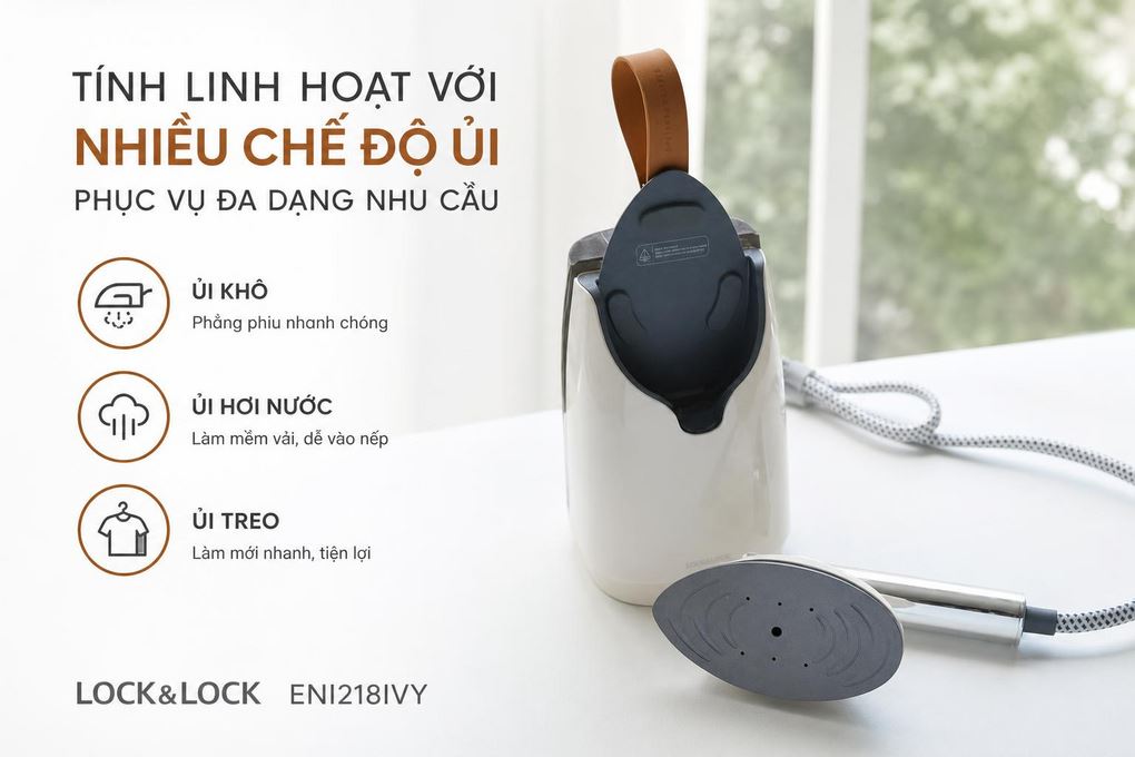 Bàn ủi hơi nước Lock&Lock ENI218IVY 1630W Màu Kem