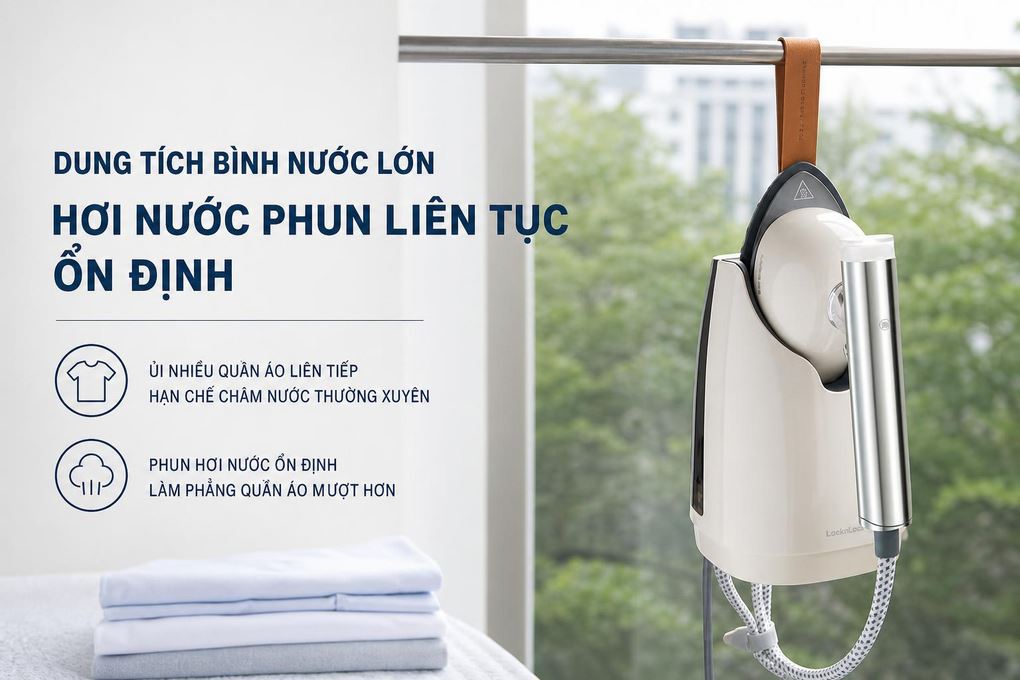 Bàn ủi hơi nước Lock&Lock ENI218IVY 1630W Màu Kem