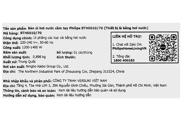 Bàn ủi hơi nước cầm tay Philips STH5010/70 1400W Màu Xanh mint