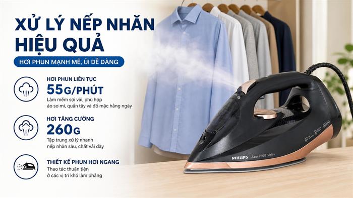 Bàn ủi hơi nước Philips DST7510/80 3200W Màu Đen
