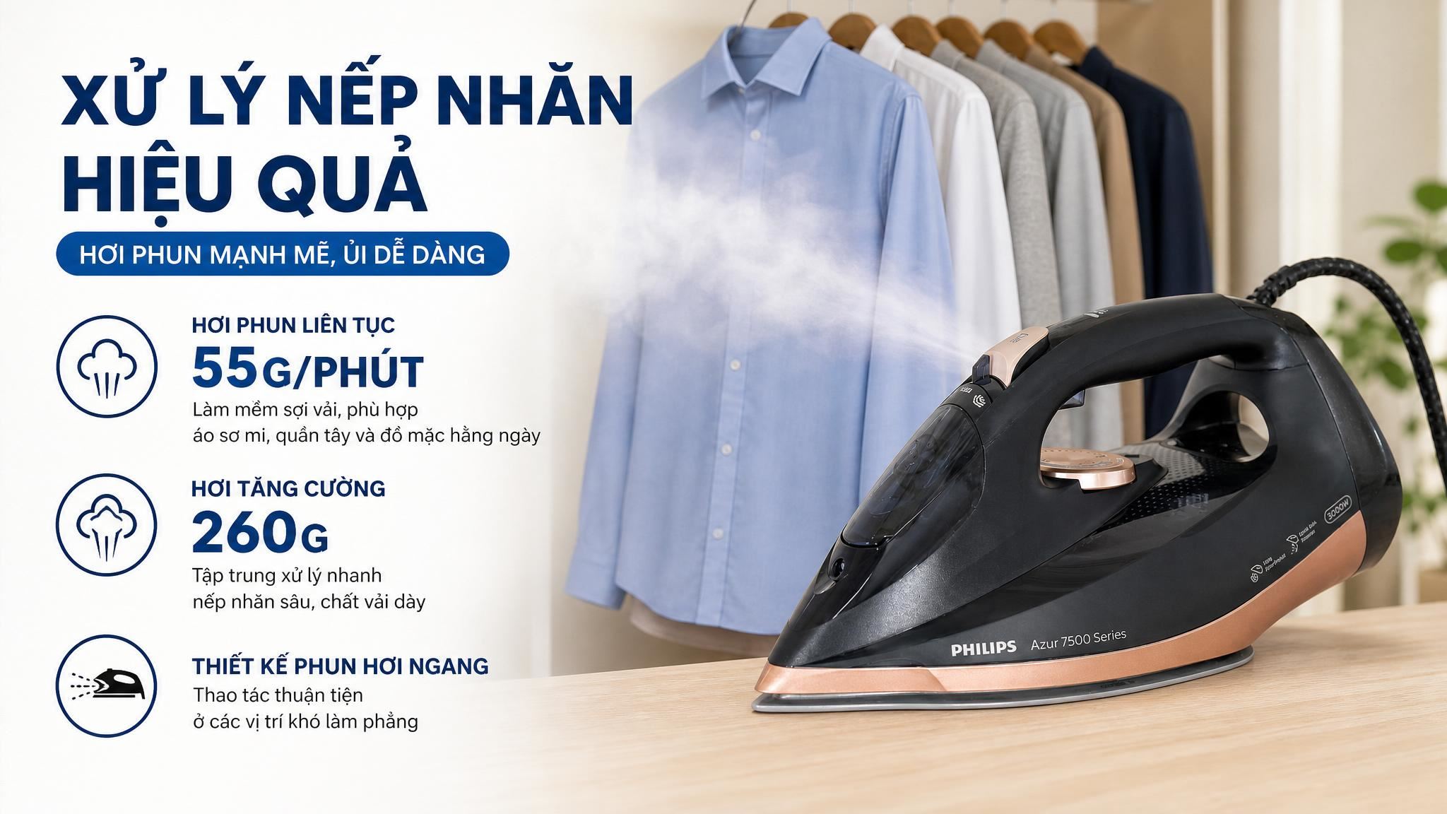 Bàn ủi hơi nước Philips DST7510/80 3200W - 2